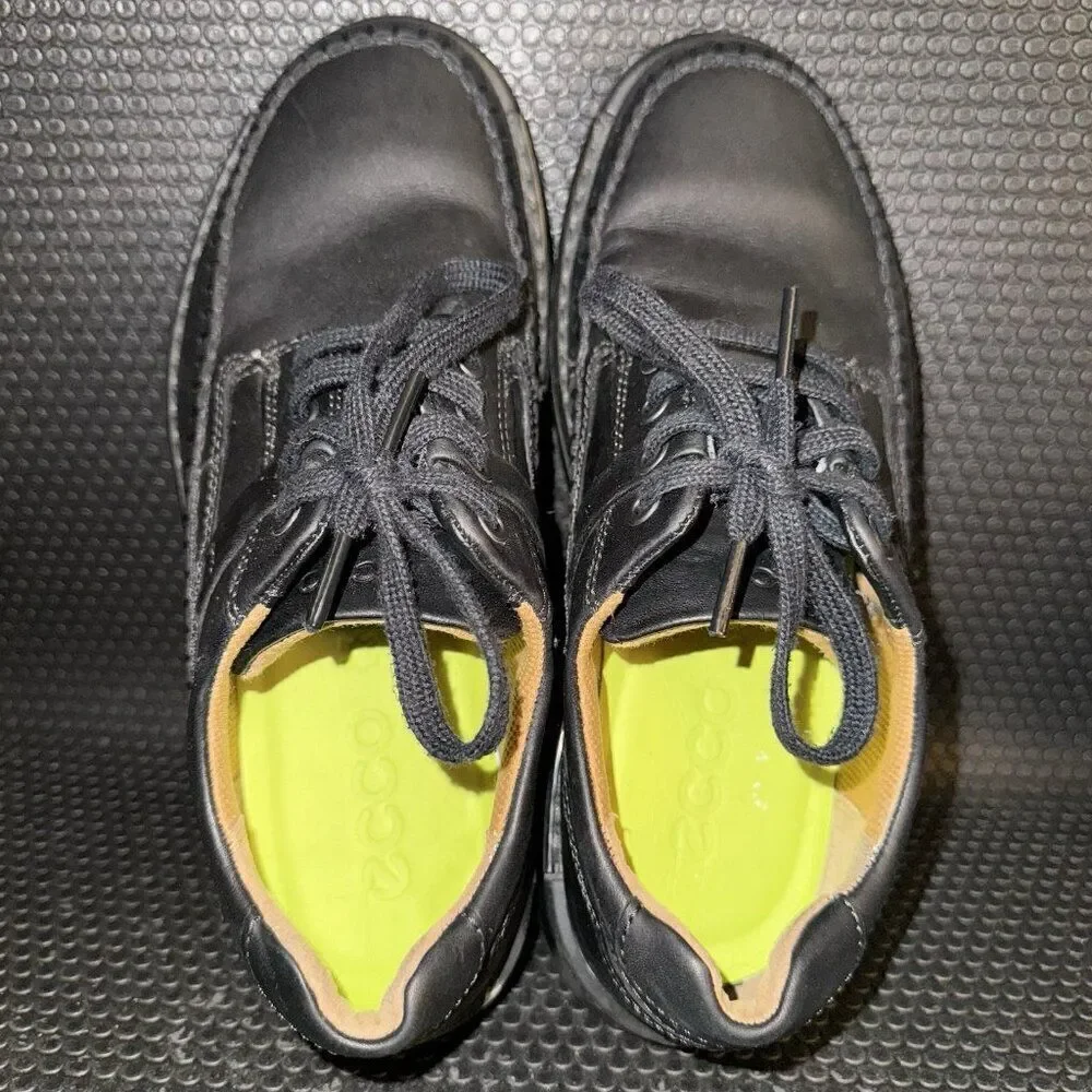 Ecco Fusion Moc Toe Oxford Black Leather Shoes Sneakers Mens Size 7 (41)